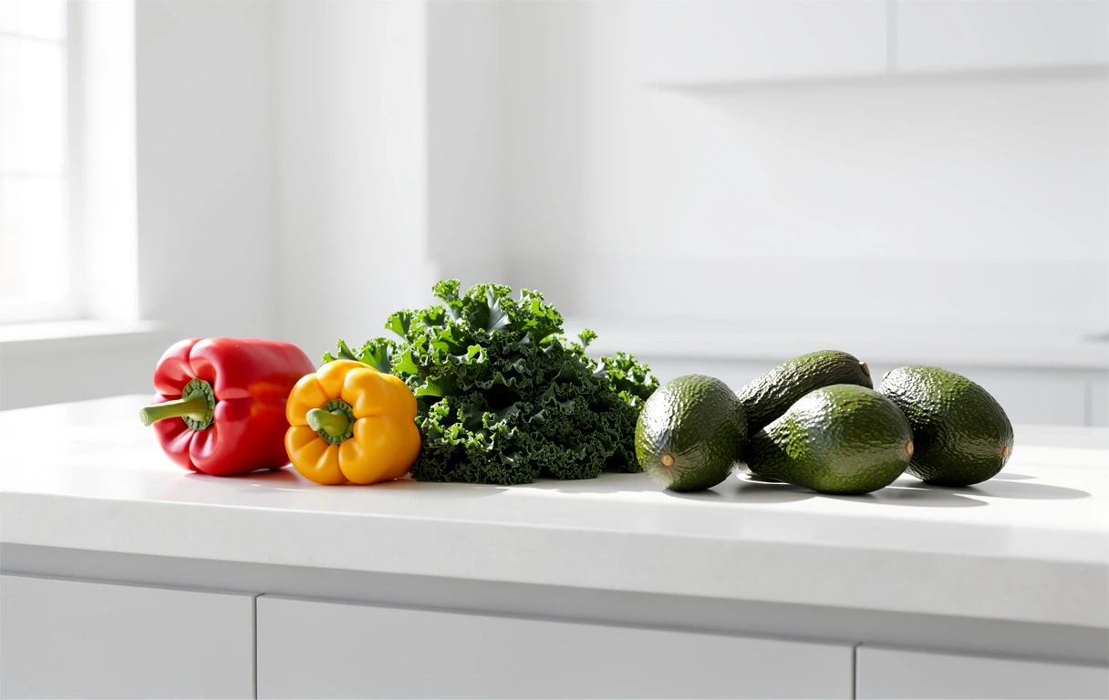 Tuoreet raaka-aineet keittiössä
